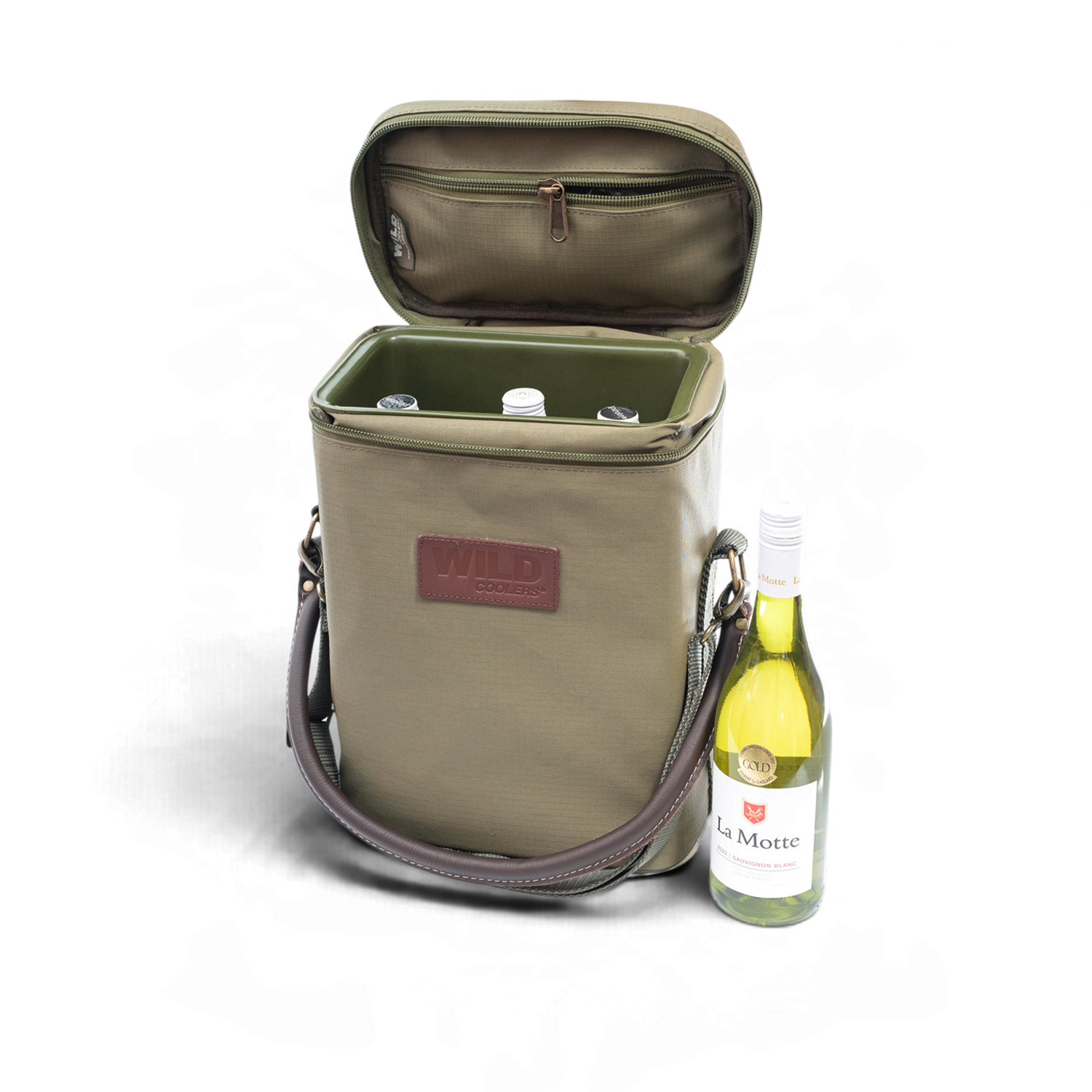 3-Bottle Softshell Wine Cooler | Camo Green - WILD Coolers
